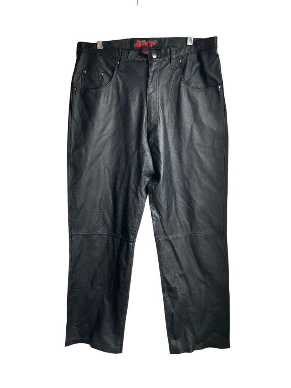 Vintage Epidemic Mens 36 Black Leather Pants Straight Leg Leather Y2K Biker